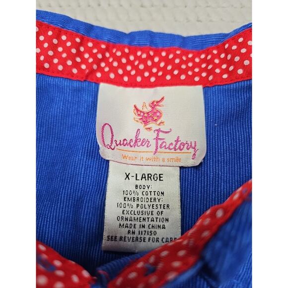 Quacker Factory Shirt Womens XL Blue Corduroy Button Down Embroidered Apple - Picture 4 of 6